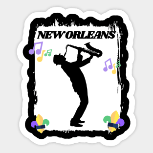 Live Music New Orleans Louisiana Mardi Gras City Skyline Music Jazz Travel holidays Sticker